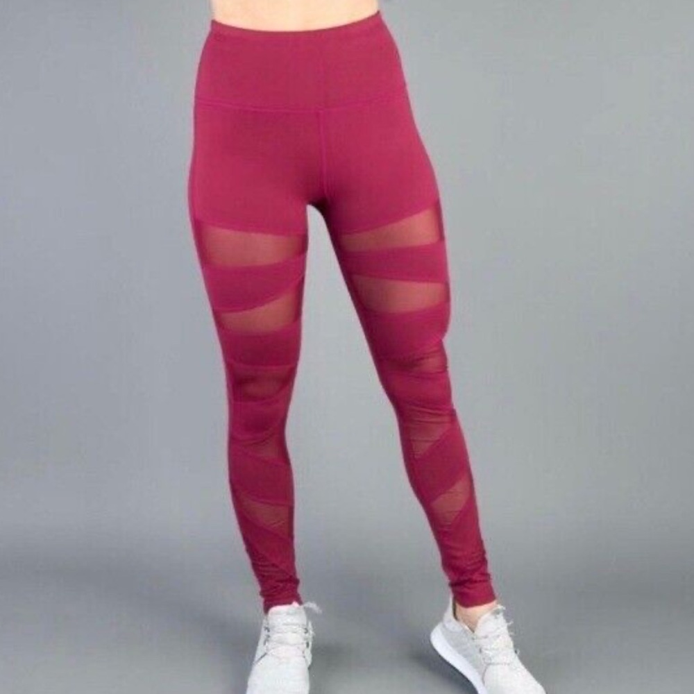 BuffBunny Anastasia Mesh Merlot leggings size medium